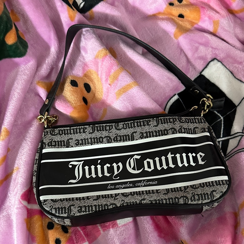 Juicy Couture Black and White Logo Shoulder Bag